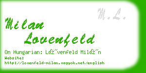 milan lovenfeld business card